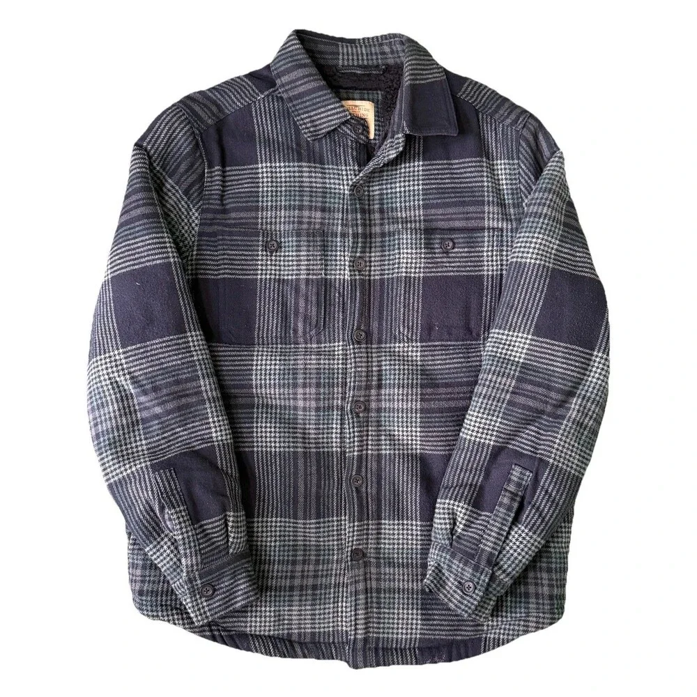 Telluride Men 100% Cotton Flannel Chore Jacket Shirt Sherpa Lined Pockets Sz Med